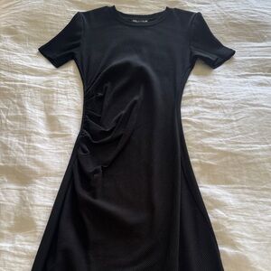 Zara Elegant Black Cinched Waist Dress